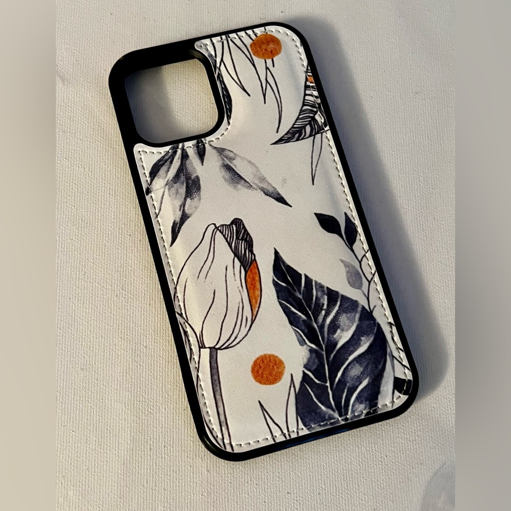 MAHALO iPhone Case White with Black Floral iPhone 12